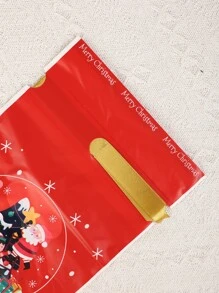 10 个/包 5.9*9.05 英寸圣诞派对礼品袋，带丝带抽绳封口，用于糖果饼干包装，圣诞节 - 彩色 - 查看 6