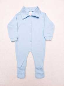 Baby Boy's Romper (Suedine) Assorted Colors - Baby Blue - View 2