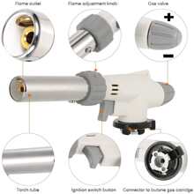 Multi-functional Flame Gun Welding Gas Torch, Ideal For Camping, Bbq, Dessert Making, Welding, Cooking & Heating - Silver - View 3