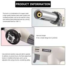 Multi-functional Flame Gun Welding Gas Torch, Ideal For Camping, Bbq, Dessert Making, Welding, Cooking & Heating - Silver - View 4