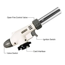 Multi-functional Flame Gun Welding Gas Torch, Ideal For Camping, Bbq, Dessert Making, Welding, Cooking & Heating - Silver - View 9