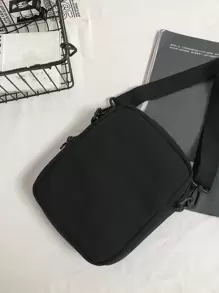 Fashion, Simple Embroidery, Letter Decoration, Sturdy And Nylon Material, Casual And Versatile Men's Shoulder Crossbody Bag With Two Badges As A Gift College School Portable Travel Tote Bag Fanny Pack Beach Bag Gym Bag Black Bag Hiking Gifts Large Capacity Multi-Functional Outdoor Fashionable Casual Vacation Bag For Men Christmas Gifts For Men Camping Sling Bag For Men Bags Summer Back To School Shoulder Bag Summer Bag Spring Break Bag Pack Cross Body Bag School Supplies - Black - View 5