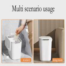 1pc Kitchen Wall-mounted Garbage Can With Sliding Lid, Large Caliber Fixed With Pressure Ring And Thickened Storage Bucket Without Drilling - White - View 4