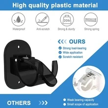 4pcs Upgraded Self-adhesive Curtain Rod Brackets, Curtain Pole Holders, No Drill Wall Curtain Rod Brackets, Suitable For 0.6~1.7 Inches Dia. Curtain Rods, Black - Black - View 4