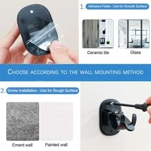 4pcs Upgraded Self-adhesive Curtain Rod Brackets, Curtain Pole Holders, No Drill Wall Curtain Rod Brackets, Suitable For 0.6~1.7 Inches Dia. Curtain Rods, Black - Black - View 7