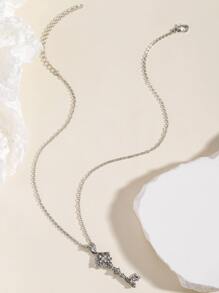 1pc Bohemian Vintage Minimalist Metal Key Pendant - Antique Silver - View 3