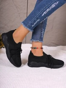 Women's Slip-on Breathable Outdoor Fashion Sport Shoes With Anti-slip Sole - Black - View 1