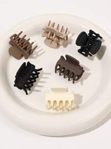 迷你6入茶棕啞光蝴蝶骨繫子夾套裝,帶小側瀏海 - 彩色 - 查看 6