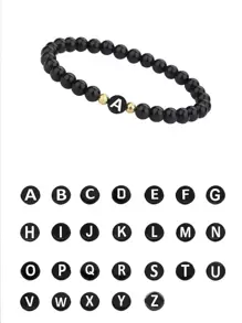 1入組字母細節串珠手鏈 - 黑與白 - 查看 8