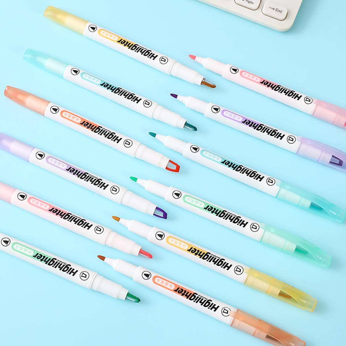 6pcs Double-ended Highlighter Pen With Candy Colors, Transparent Window ...