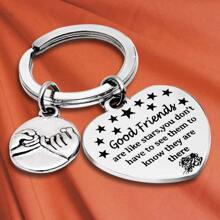 1入組中性朋友心形不銹鋼鑰匙圈禮品 - 銀色 - 查看 3