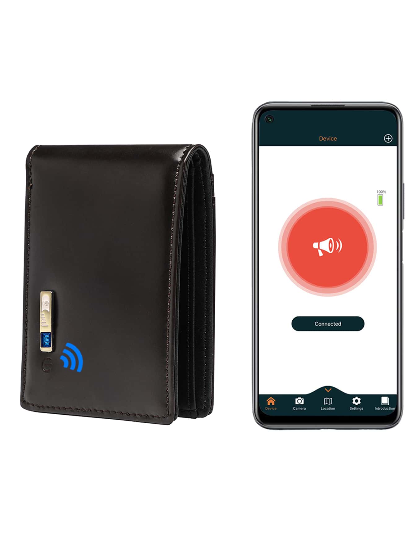 Intelligent Credit Card Holder Wallet Anti-Lost Tracker Slim Wallet Valentine's Day Gift For Men, Position Record(Via Phone GPS) Money Clip 8 Credit Card Holder Slots - Coffee Brown - View 1