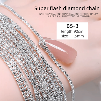 RS NAIL Nail Art Chains Decorations Gold Silver Nail Art Line Accessories Punk Luxury Pearl Gem Nail Art Glitter Design 3D Nail Art Chain Supplies For Women Manicure Art Resin Nail Art Tips Tools DIY Nail Charms Nail Gems