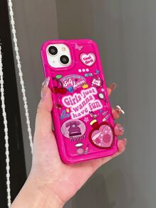 1pc Cartoon Illustration Shock-Absorbing Phone Case, Compatible With IPhone - Multicolor - View 4