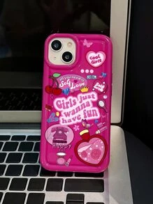 1pc Cartoon Illustration Shock-Absorbing Phone Case, Compatible With IPhone - Multicolor - View 2
