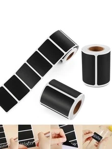 Roll Of Diy Removable Chalkboard Sticker Labels For Home & Kitchen Supplies, 120 Labels/roll - Black - View 1