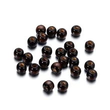 100入套楓葉色木珠,diy珠寶配件散珠,3種尺寸可選 - 巧克力棕 - 查看 9