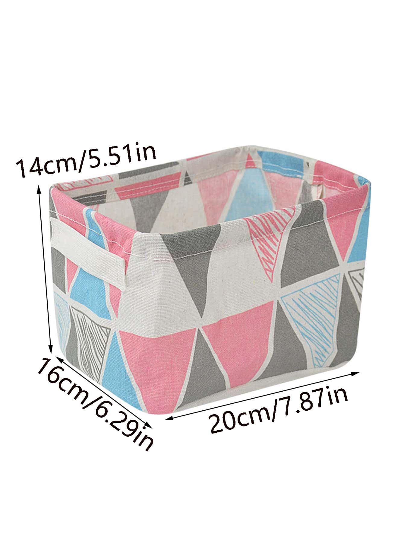 1pc Desktop Storage Basket Linen Fabric Printed Organizer Bin With