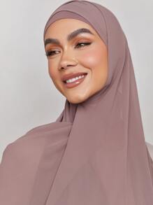 1條女式純色綢質頭巾,經典日常包裝圍巾,多種顏色可供選擇 - 乾枯玫瑰色 - 查看 1