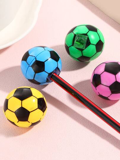 3入組可愛卡通足球設計削鉛筆器,隨機顏色