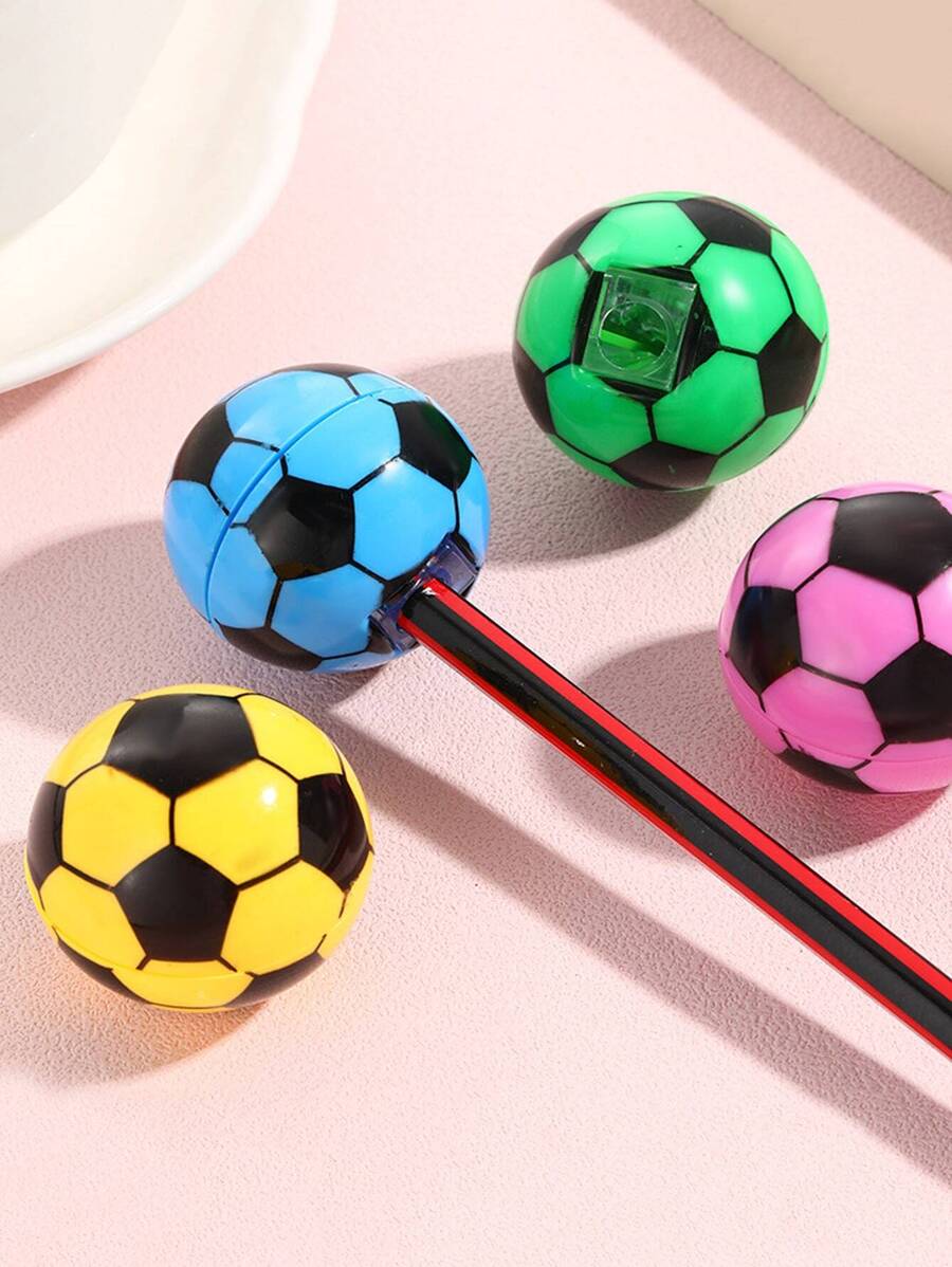 3pcs Cute Cartoon Football Design Pencil Sharpener, Random Color Back To School - Multicolor - View 1