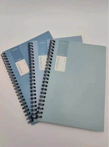 3入組隨機色A5簡約風和厚平底螺旋筆記本 - 彩色 - 查看 4