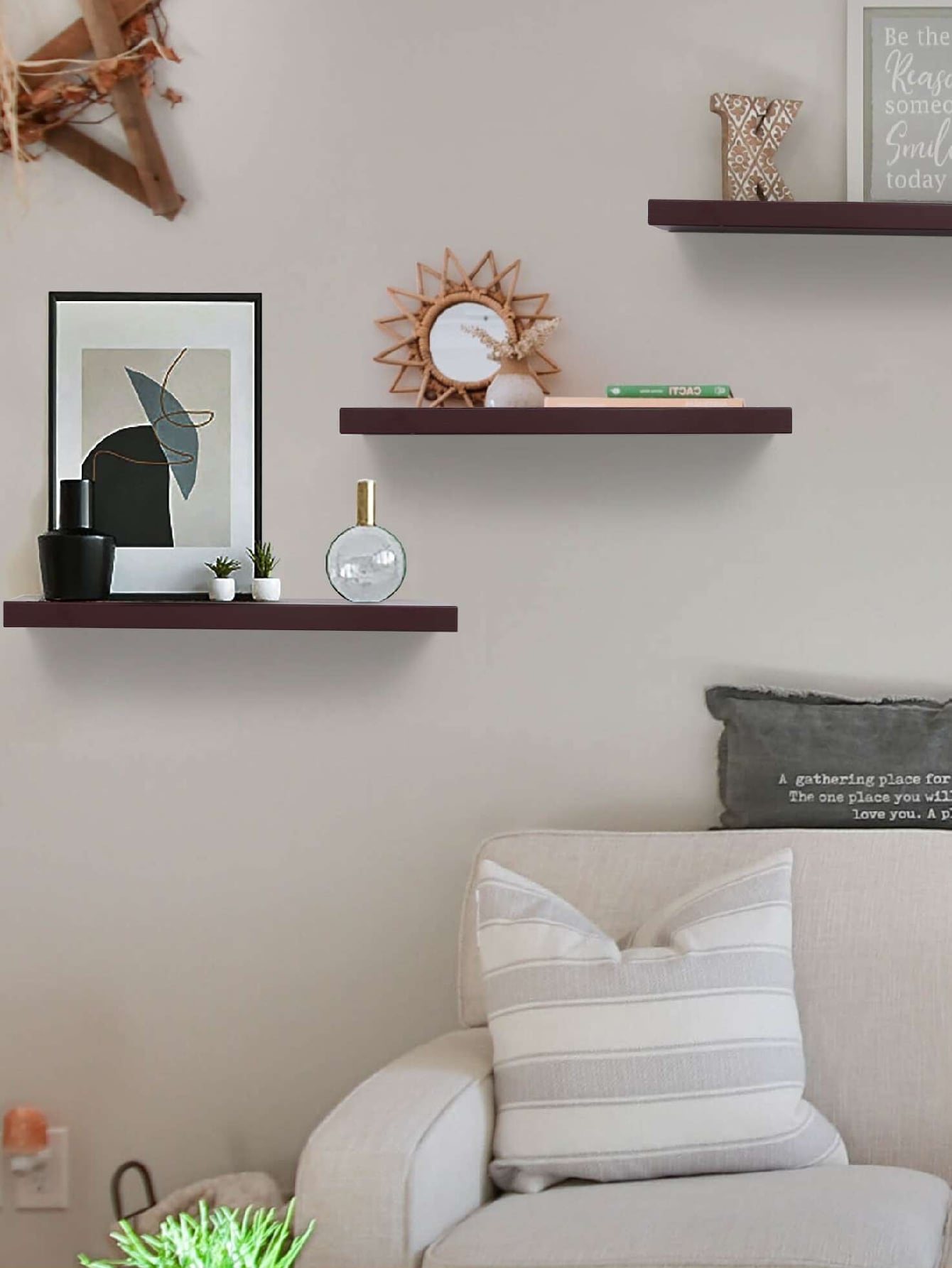 Floating Shelves, Solid Wood Wall Mounted Shelves With Invisible
