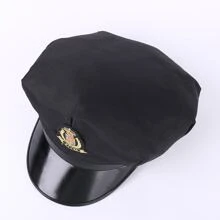 Police Officer Eight-cornered Hat As Stage Prop - Black - View 5