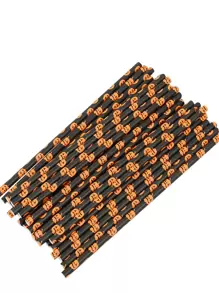 25pcs Halloween Series Disposable Kraft Paper Straws - Black - View 3