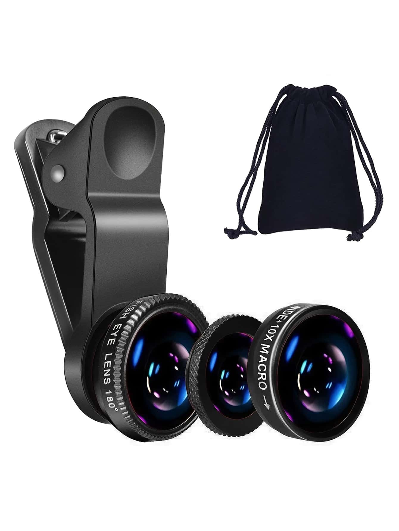 3in1 Fisheye Wide Angle Micro Camera Lens for iPhone Xiaomi Redmi 3IN1 ...
