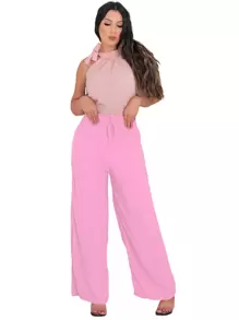Women Sweater Pants - 淺粉色 - 查看 1
