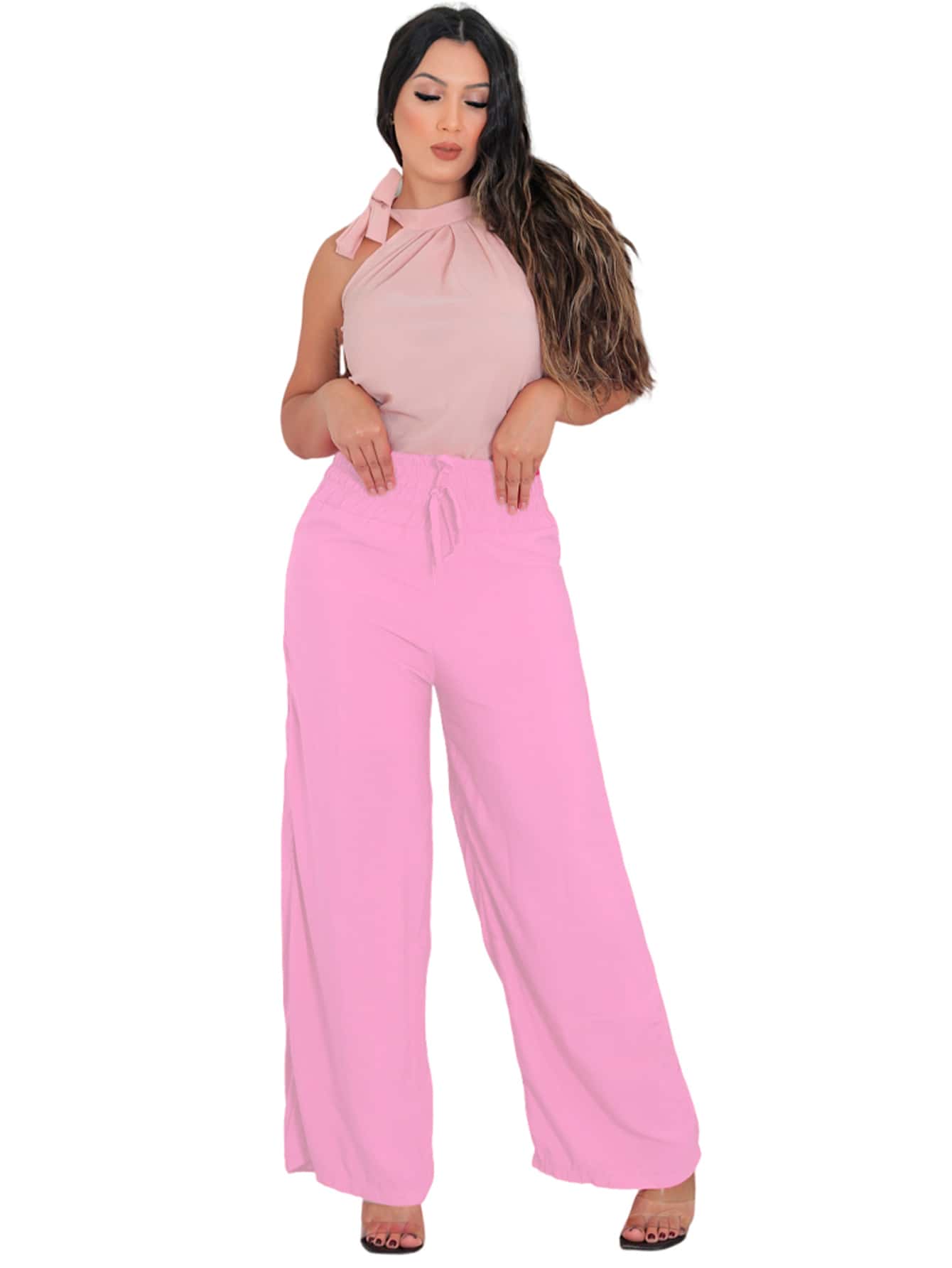 Women Sweater Pants - 淺粉色 - 查看 1