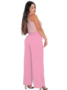 Women Sweater Pants - 淺粉色 - 查看 3