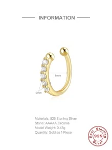 1入組女款蛇冠925純銀復古鼻針配18k鍍金,日常佩戴和萬聖節完美搭配