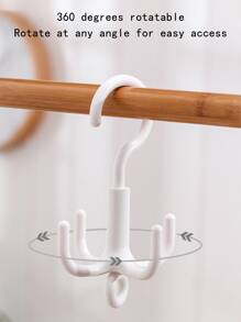 6入組4爪旋轉掛鉤,掛包、領帶、圍巾、帽子等,不需鑽孔的塑料存儲掛鉤 - 白色 - 查看 8