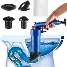 Hand-cranked Drain Snake Auger For Toilet And Sewer, Plumbing Tool - Blue - View 1