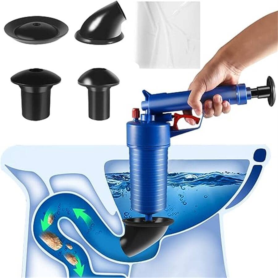 Hand-cranked Drain Snake Auger For Toilet And Sewer, Plumbing Tool - Blue - View 1