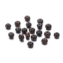 100入套楓葉色木珠,diy珠寶配件散珠,3種尺寸可選 - 巧克力棕 - 查看 8