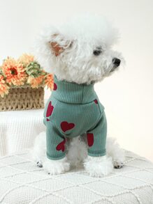 1pc Pet Clothes, Dog/Cat Hoodie Sweatshirt, Suitable For Small Pets, Valentine's Day - Green - View 5