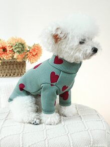 1pc Pet Clothes, Dog/Cat Hoodie Sweatshirt, Suitable For Small Pets, Valentine's Day - Green - View 6