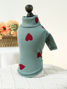 1pc Pet Clothes, Dog/Cat Hoodie Sweatshirt, Suitable For Small Pets, Valentine's Day - Green - View 4