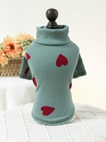 1pc Pet Clothes, Dog/Cat Hoodie Sweatshirt, Suitable For Small Pets, Valentine's Day - Green - View 3