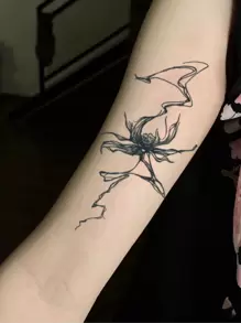 1Sheet Floral Pattern Tattoo Sticker Wrist Body Small Space Tattoo Sticker - Black - View 1