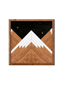 1PC Geometric Wall Art Wooden Decorative Painting, Living Room Home Decoration Mural, Self-adhesive Wooden Board with Frame Wall Sticker - Multicolor - View 9
