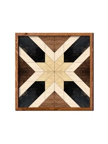 1PC Geometric Wall Art Wooden Decorative Painting, Living Room Home Decoration Mural, Self-adhesive Wooden Board with Frame Wall Sticker - Multicolor - View 8