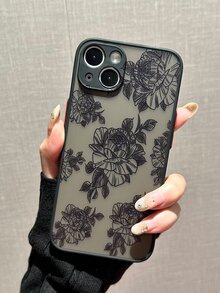 Black Floral Skin Texture Phone Case Compatible With Apple - Multicolor - View 4