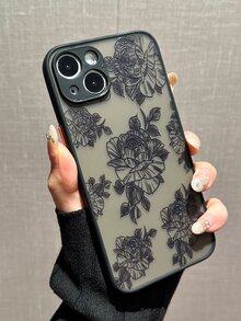 Black Floral Skin Texture Phone Case Compatible With Apple - Multicolor - View 1