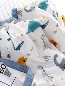 WholeNight 1 件 6 层平纹细布婴儿毯,110*110 厘米柔软吸水襁褓婴儿车被子,适合 0-8 岁新生儿和儿童,四季使用 - 彩色 - 查看 6