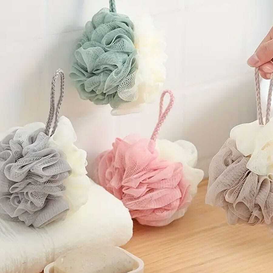 1pc Large Bath Ball Soft Exfoliating Bath Sponge With Double Color Splicing And Bubble Net - Multicolor - View 1