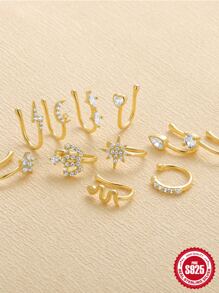 1入組女款蛇冠925純銀復古鼻針配18k鍍金,日常佩戴和萬聖節完美搭配